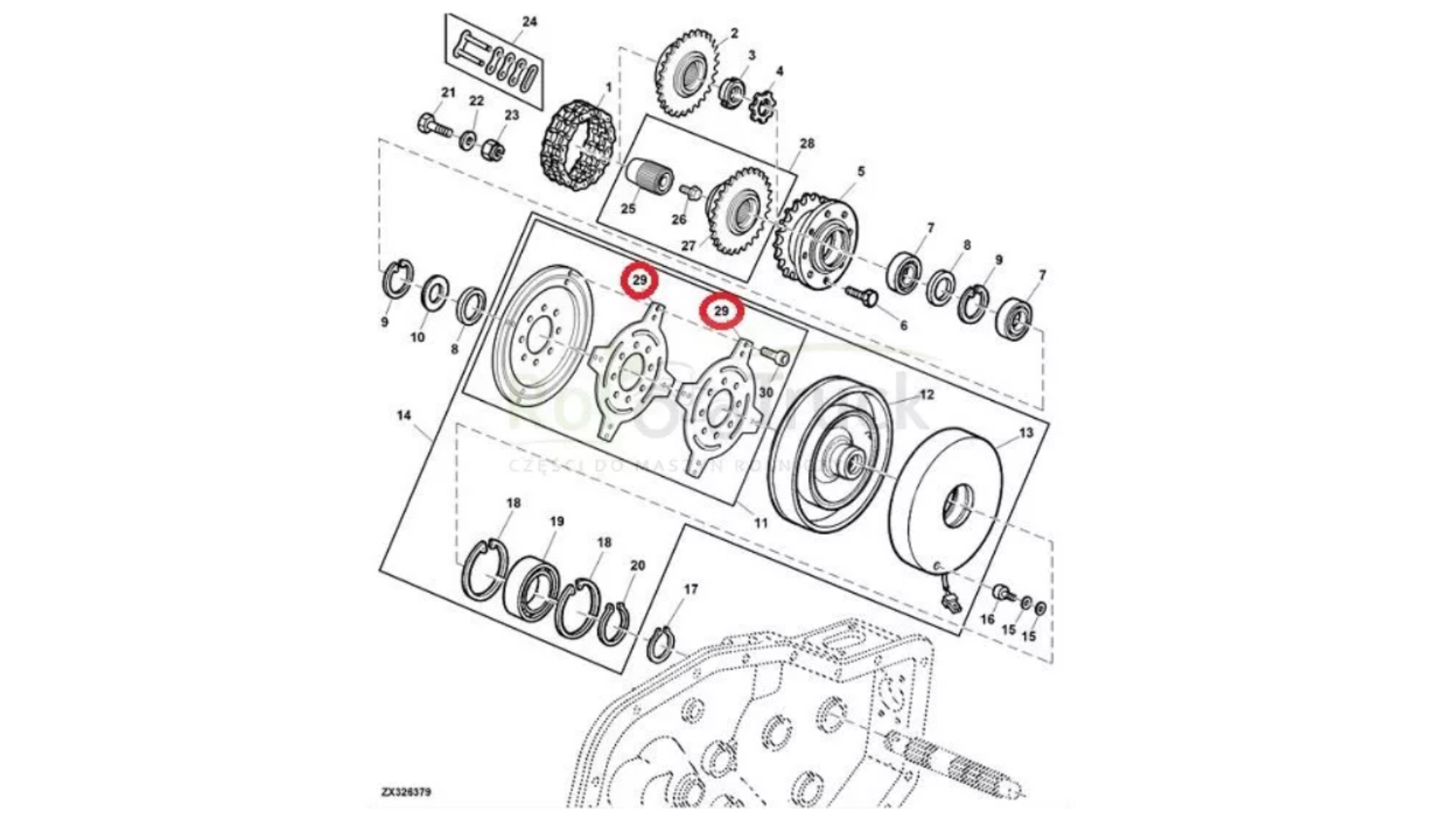 TARCZA SPRZĘGŁA JOHN DEERE 6000 7000   AZ101305