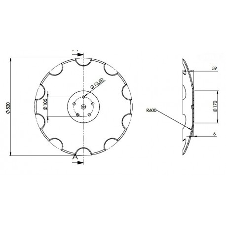 Talerz 520mm 5-otworowy Włoski