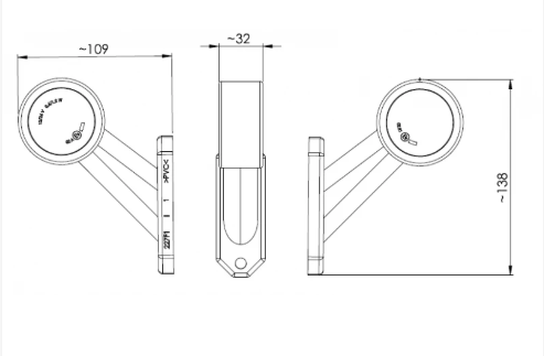 LAMPA OBRYSOWA GUMOWA LED BIAŁO CZERWONA PRAWA